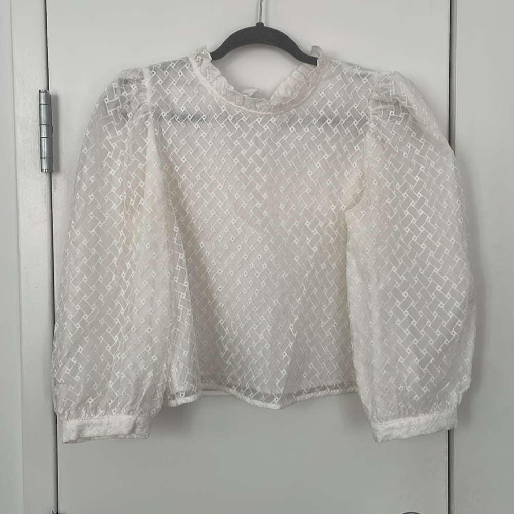 Elegant Crop Lattice Blouse